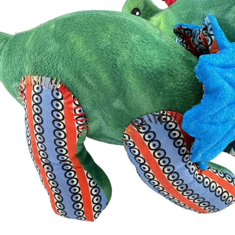 Handmade Hand Woven, Hand Dyed Two Dinosaurs Stuffed Animal Plush Toy Kids Room